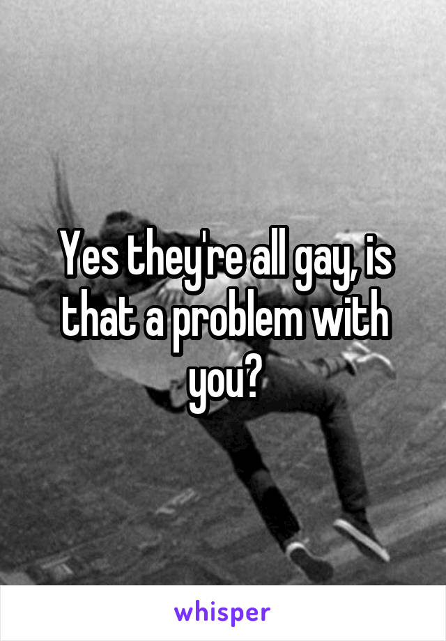 Yes they're all gay, is that a problem with you?