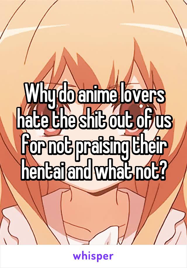 Why do anime lovers hate the shit out of us for not praising their hentai and what not?