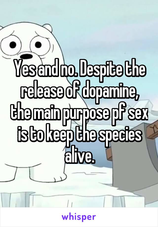 Yes and no. Despite the release of dopamine, the main purpose pf sex is to keep the species alive.