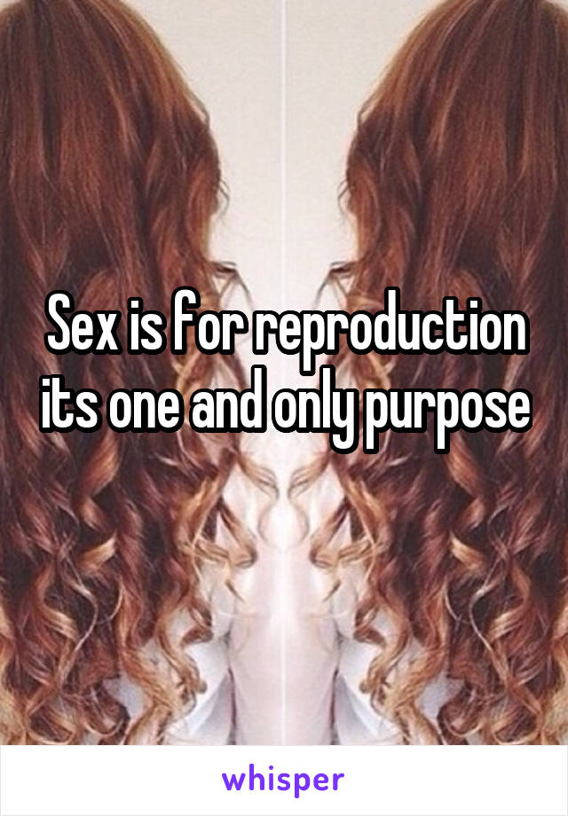 Sex is for reproduction its one and only purpose 