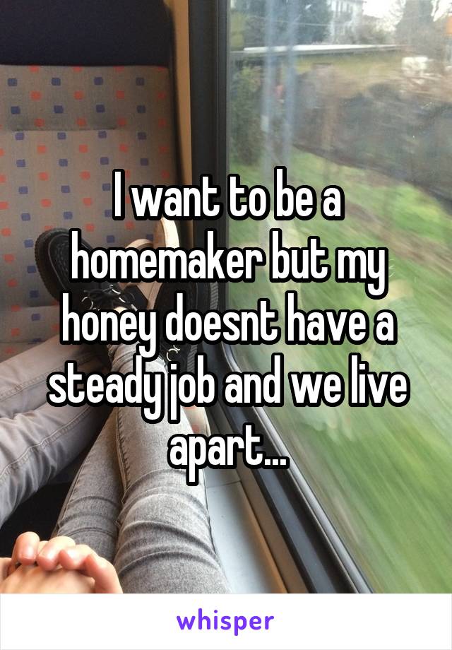 I want to be a homemaker but my honey doesnt have a steady job and we live apart...