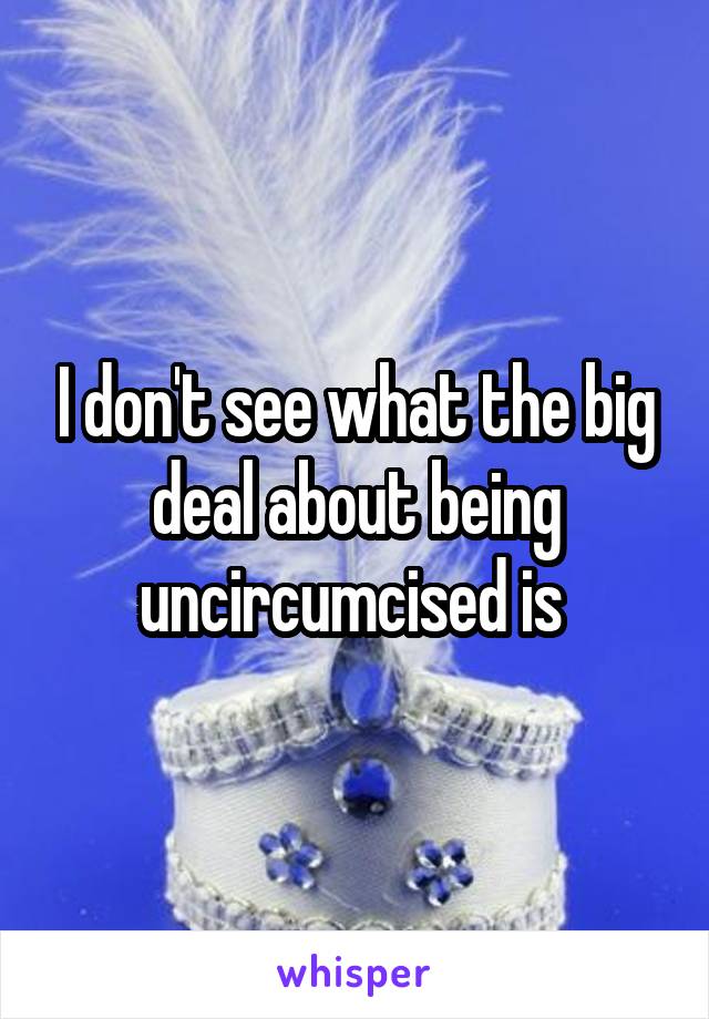 I don't see what the big deal about being uncircumcised is 