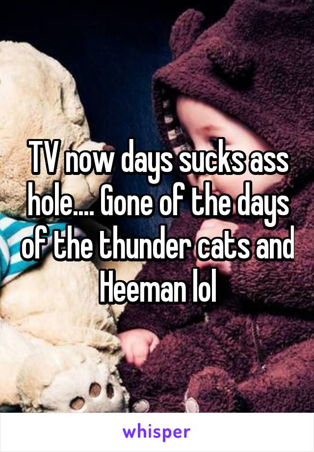 TV now days sucks ass hole.... Gone of the days of the thunder cats and Heeman lol