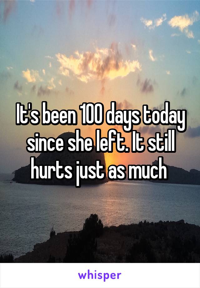 It's been 100 days today since she left. It still hurts just as much 