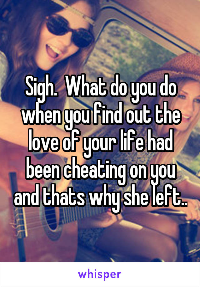 Sigh.  What do you do when you find out the love of your life had been cheating on you and thats why she left..