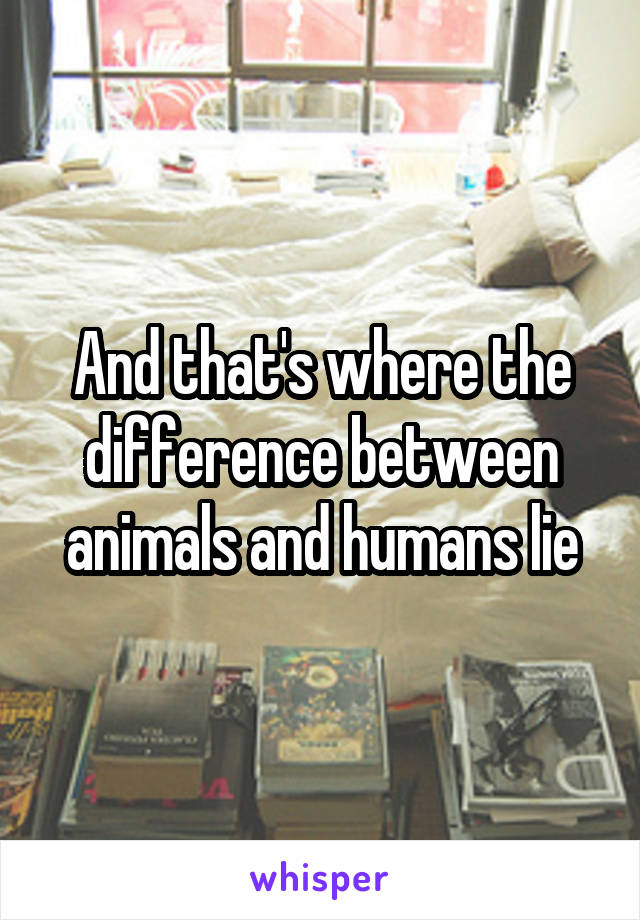And that's where the difference between animals and humans lie
