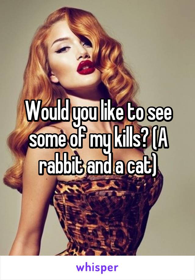 Would you like to see some of my kills? (A rabbit and a cat)