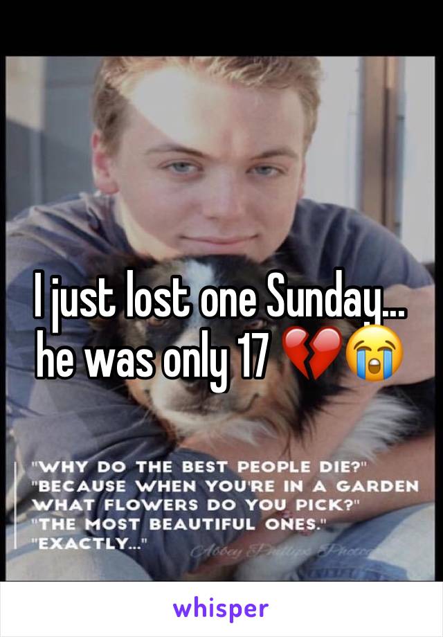 I just lost one Sunday... he was only 17 💔😭