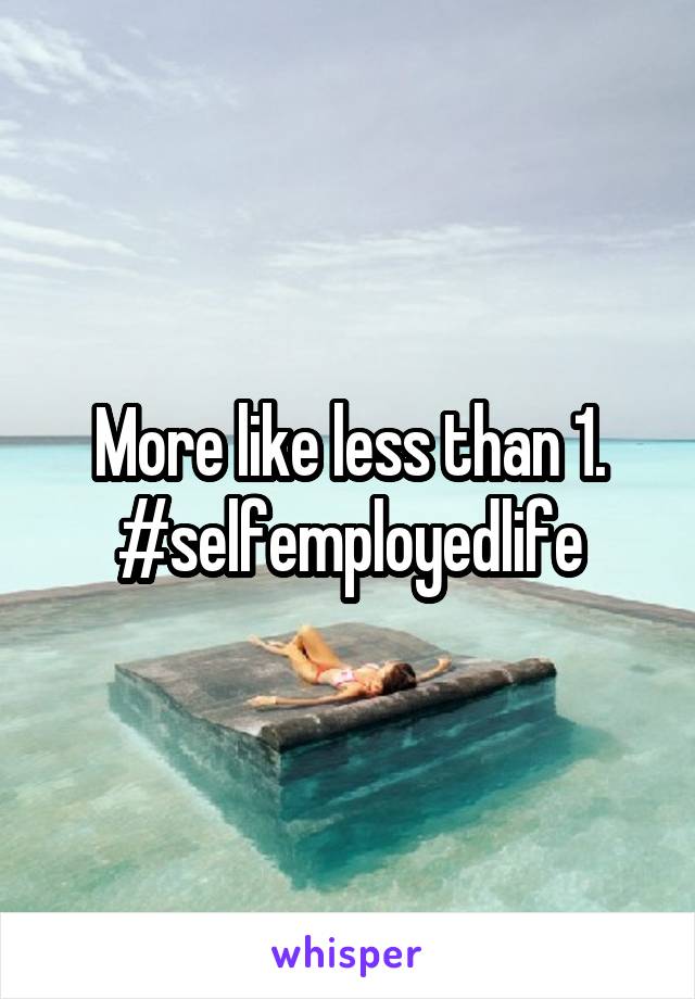 More like less than 1.
#selfemployedlife