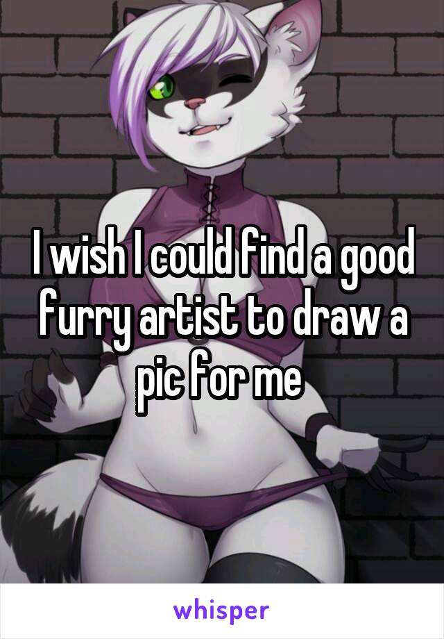 I wish I could find a good furry artist to draw a pic for me 