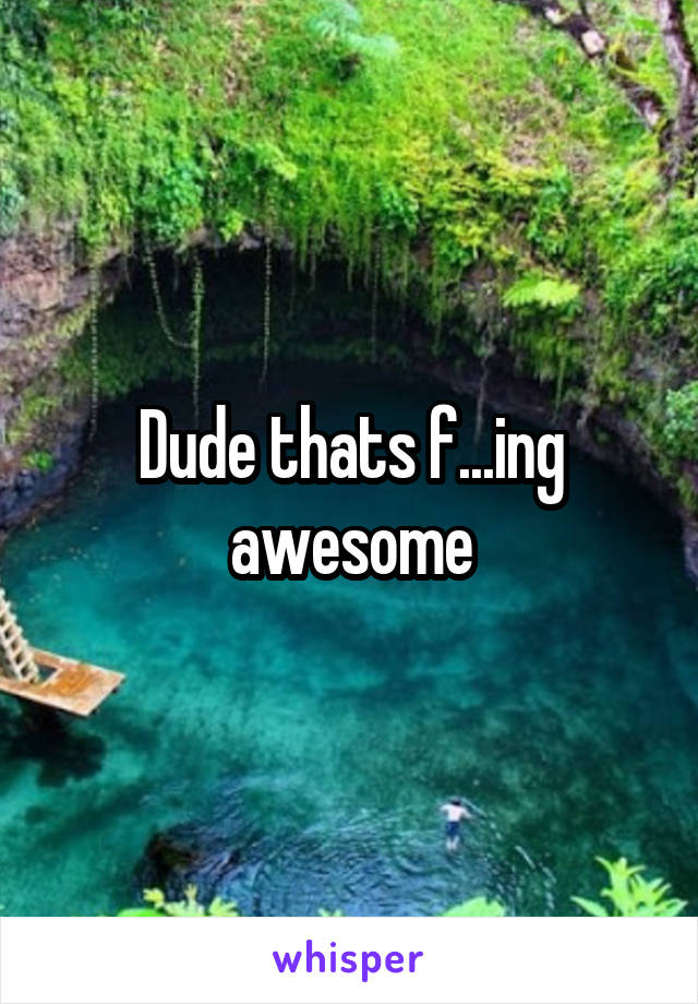 Dude thats f...ing awesome