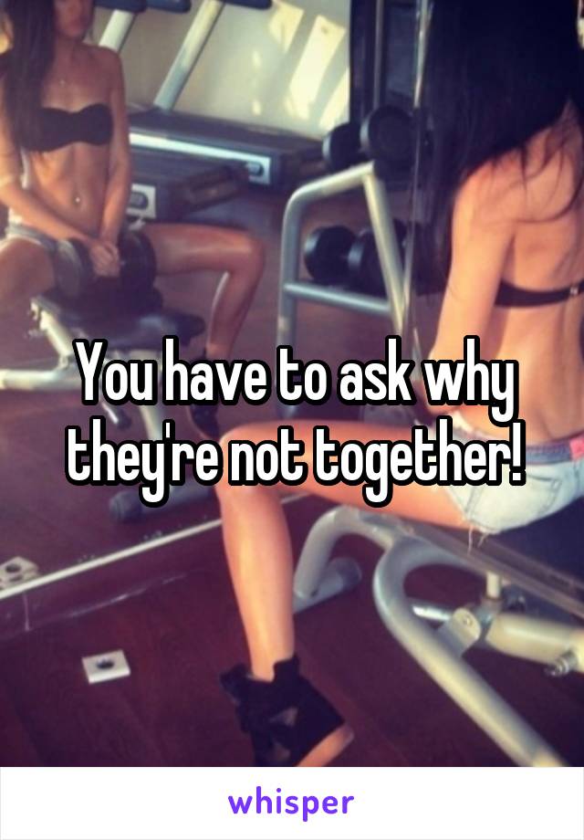 You have to ask why they're not together!