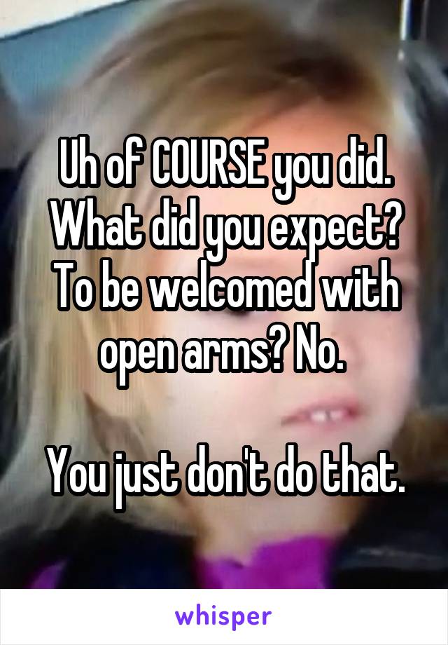 Uh of COURSE you did. What did you expect? To be welcomed with open arms? No. 

You just don't do that.