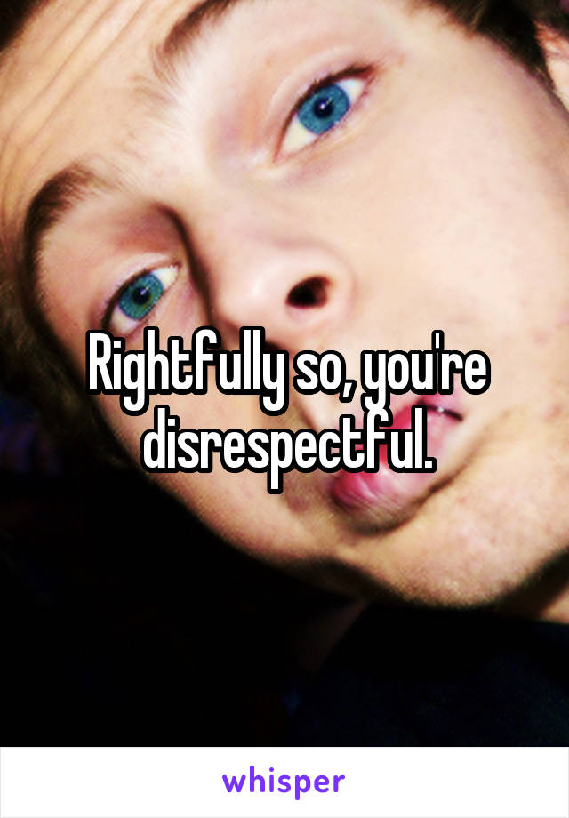 Rightfully so, you're disrespectful.