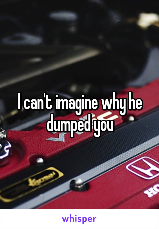 I can't imagine why he dumped you