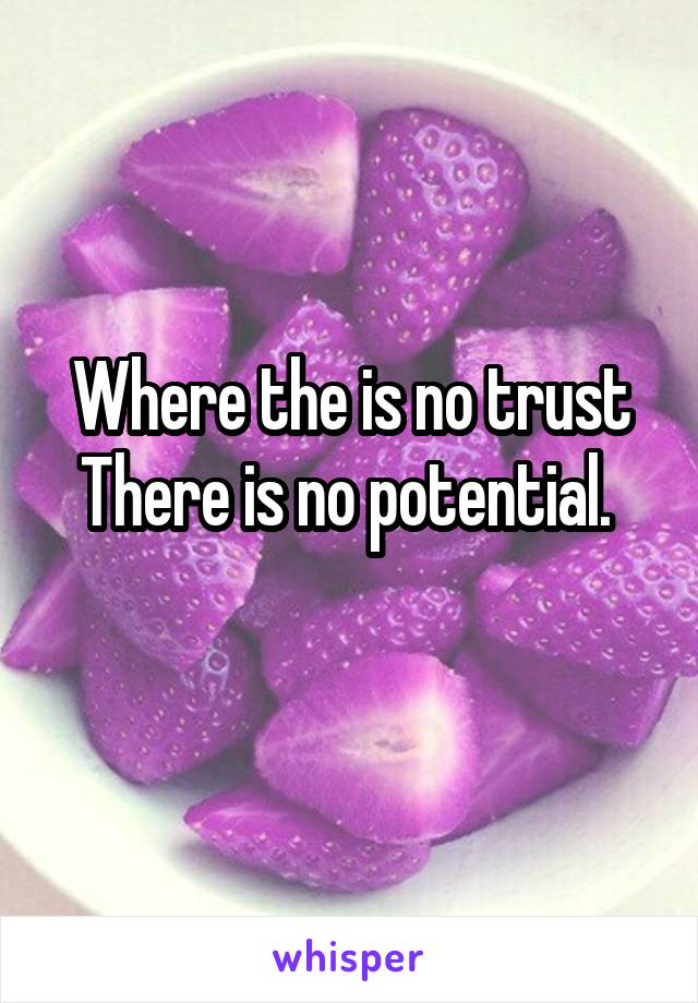 Where the is no trust
There is no potential. 
