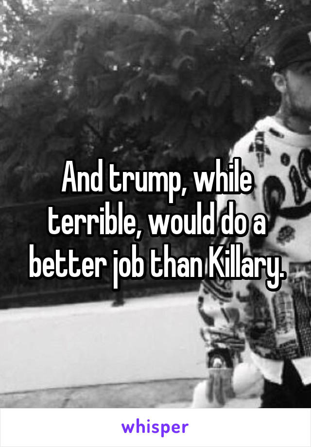 And trump, while terrible, would do a better job than Killary.