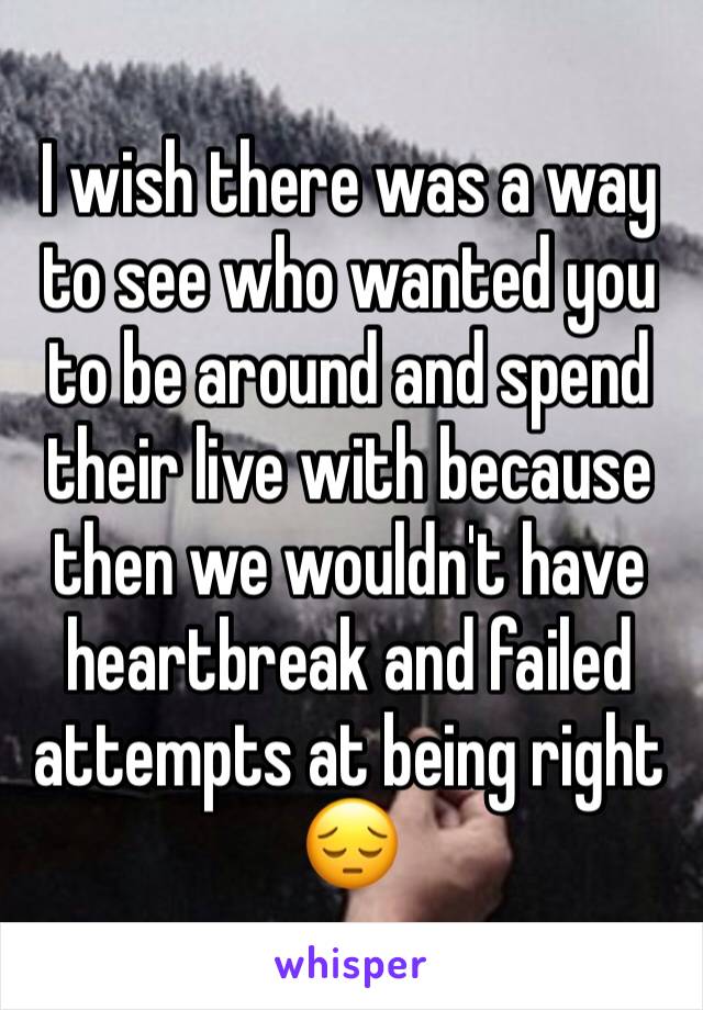 I wish there was a way to see who wanted you to be around and spend their live with because then we wouldn't have heartbreak and failed attempts at being right 😔