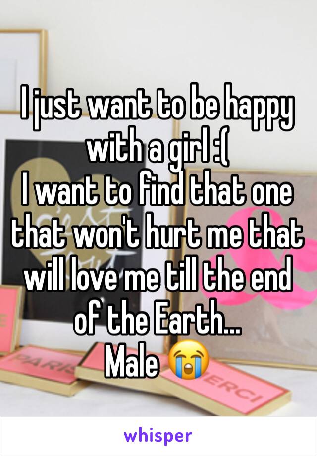 I just want to be happy with a girl :(
I want to find that one that won't hurt me that will love me till the end of the Earth...
Male 😭