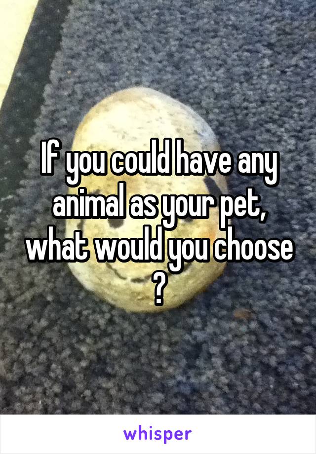 If you could have any animal as your pet, what would you choose ?