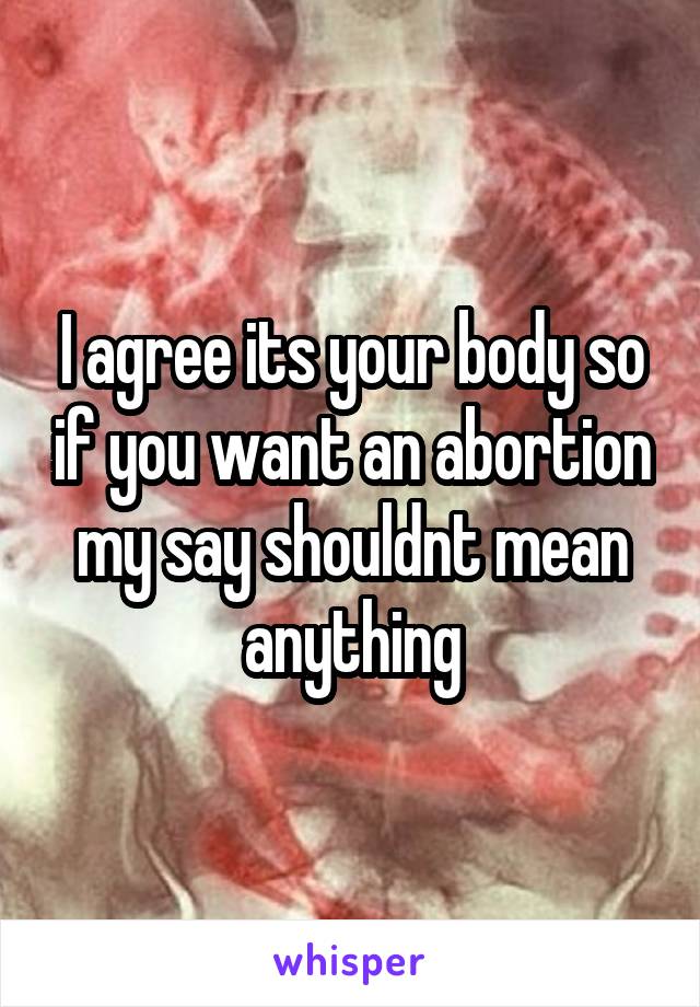 I agree its your body so if you want an abortion my say shouldnt mean anything