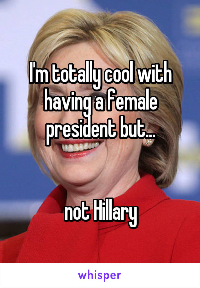 I'm totally cool with having a female president but...


not Hillary