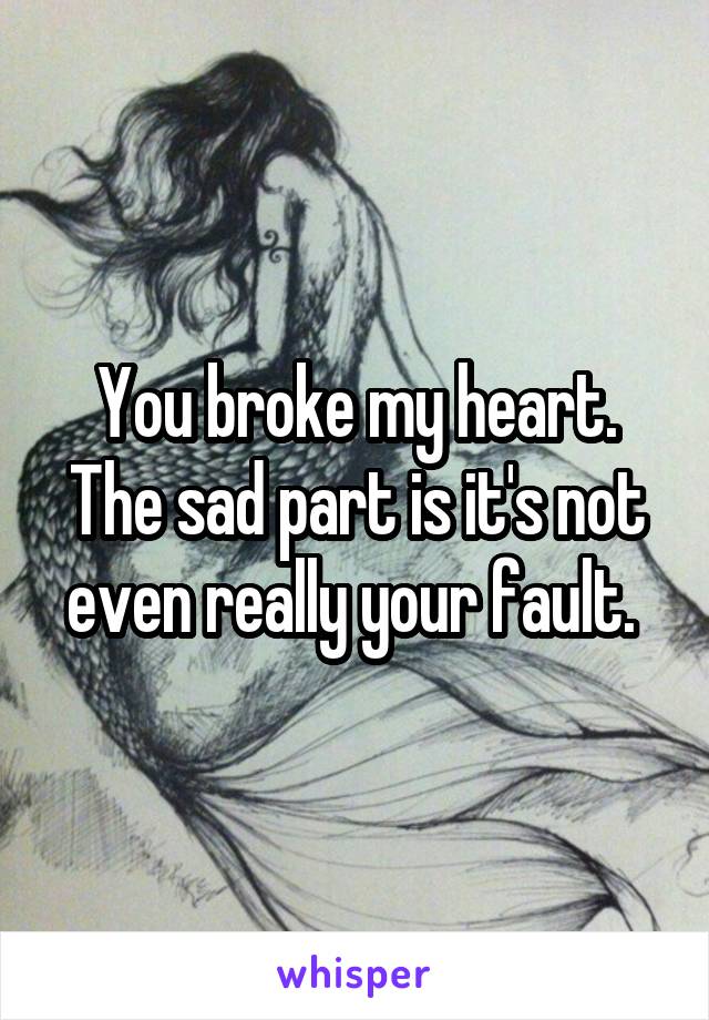 You broke my heart. The sad part is it's not even really your fault. 