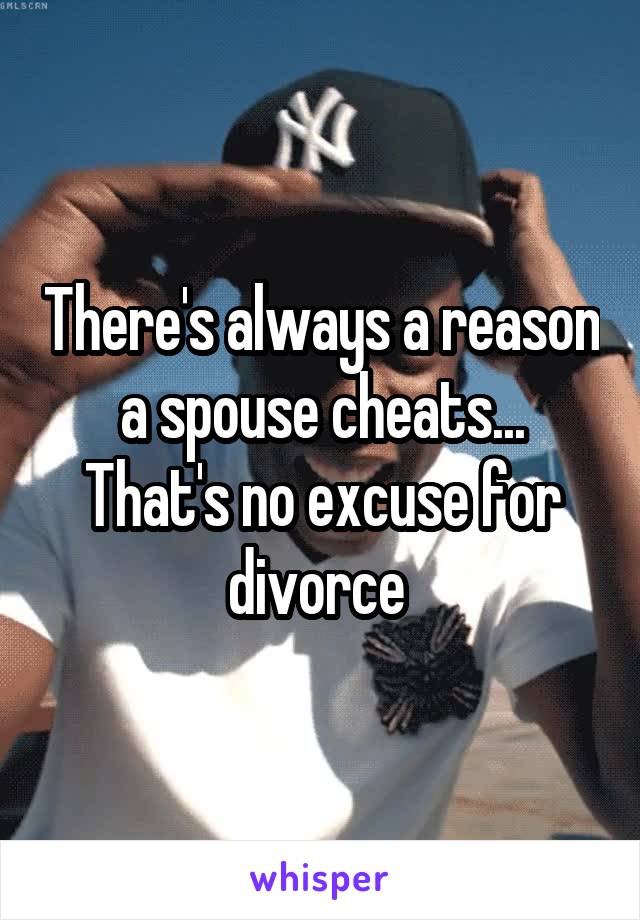 There's always a reason a spouse cheats... That's no excuse for divorce 