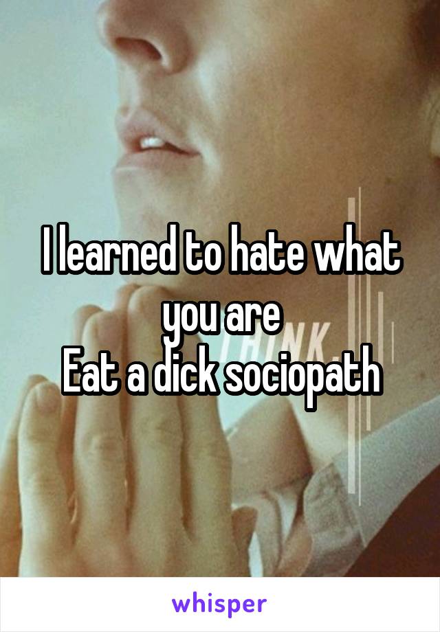 I learned to hate what you are
Eat a dick sociopath