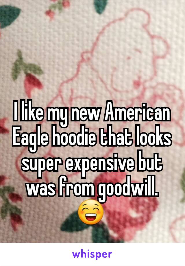 I like my new American Eagle hoodie that looks super expensive but was from goodwill. 😁 