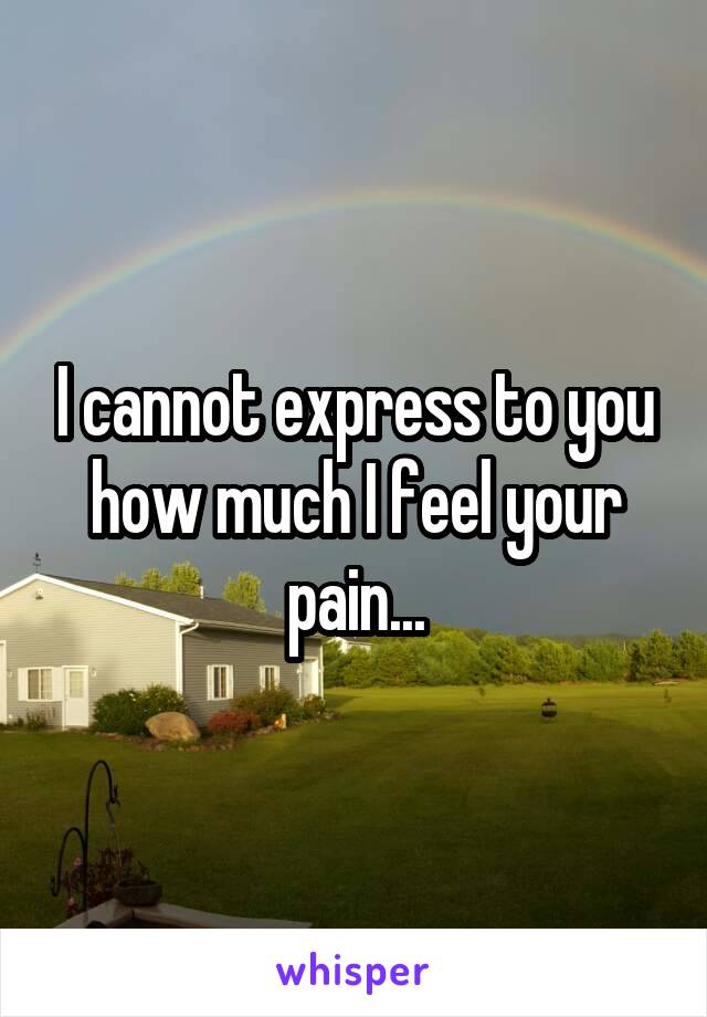 I cannot express to you how much I feel your pain...