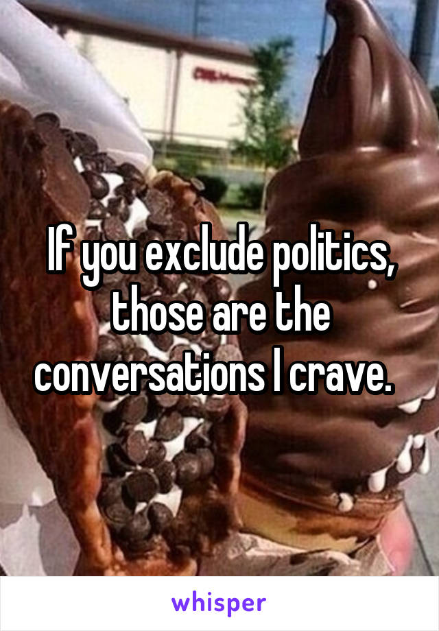 If you exclude politics, those are the conversations I crave.  