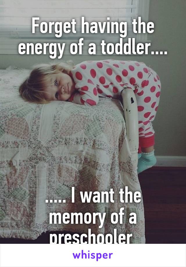 Forget having the energy of a toddler....






..... I want the memory of a preschooler 