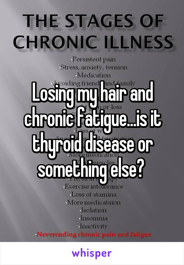 Losing my hair and chronic fatigue...is it thyroid disease or something else? 