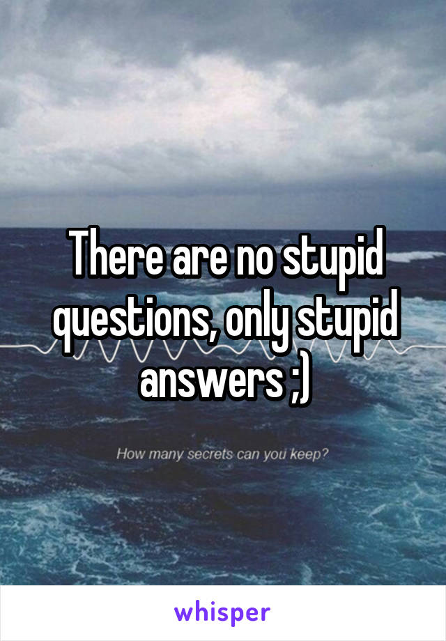There are no stupid questions, only stupid answers ;)