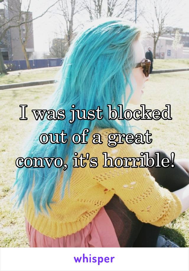 I was just blocked out of a great convo, it's horrible!