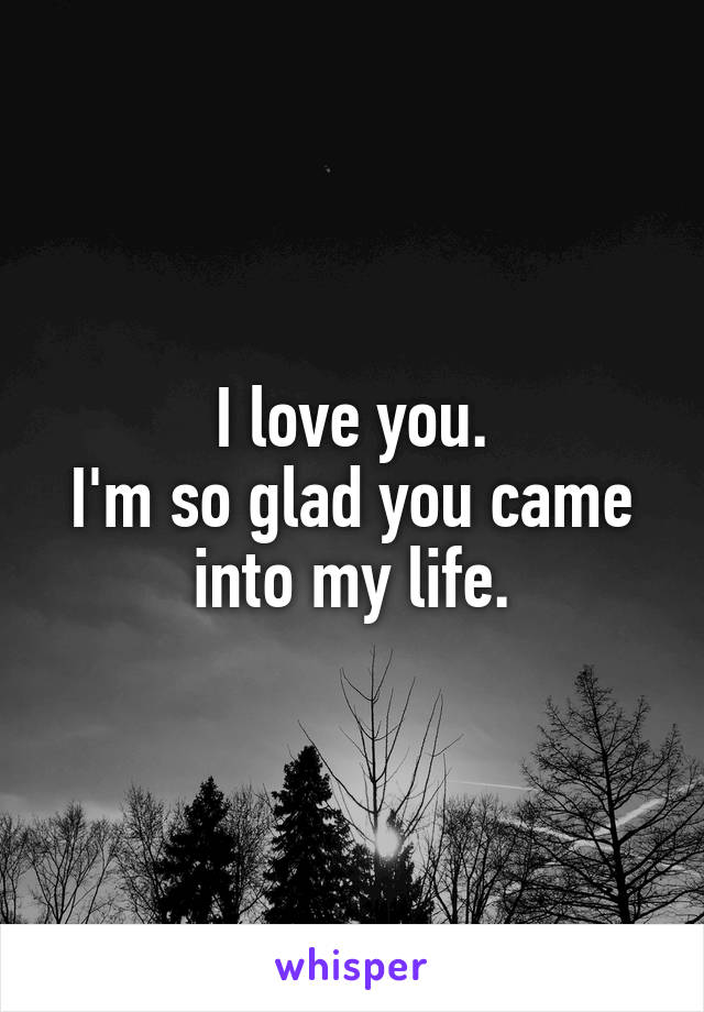 I love you.
I'm so glad you came into my life.