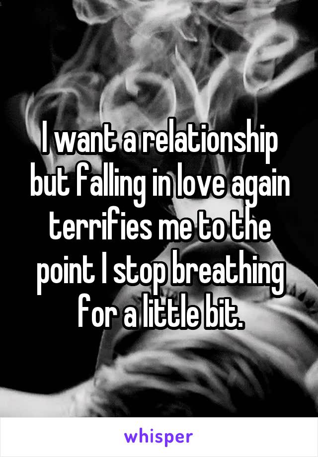 I want a relationship but falling in love again terrifies me to the point I stop breathing for a little bit.