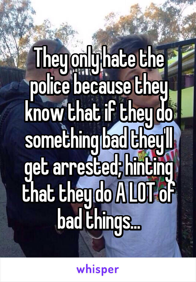 They only hate the police because they know that if they do something bad they'll get arrested; hinting that they do A LOT of bad things...