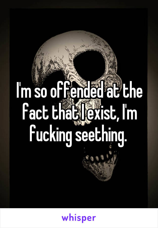 I'm so offended at the fact that I exist, I'm fucking seething. 