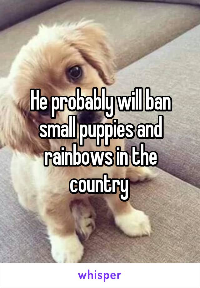 He probably will ban small puppies and rainbows in the country 