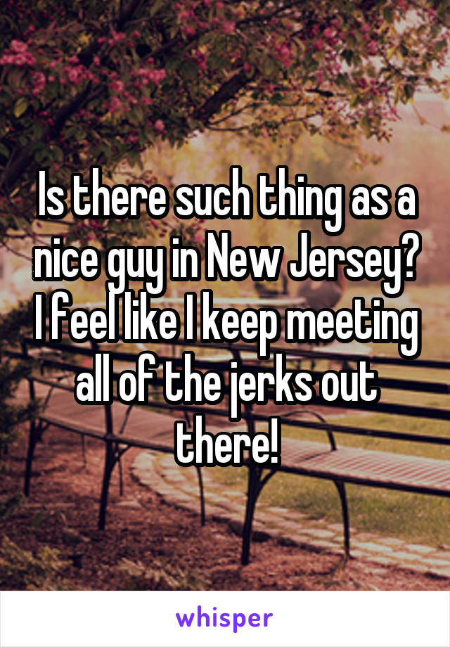 Is there such thing as a nice guy in New Jersey? I feel like I keep meeting all of the jerks out there!