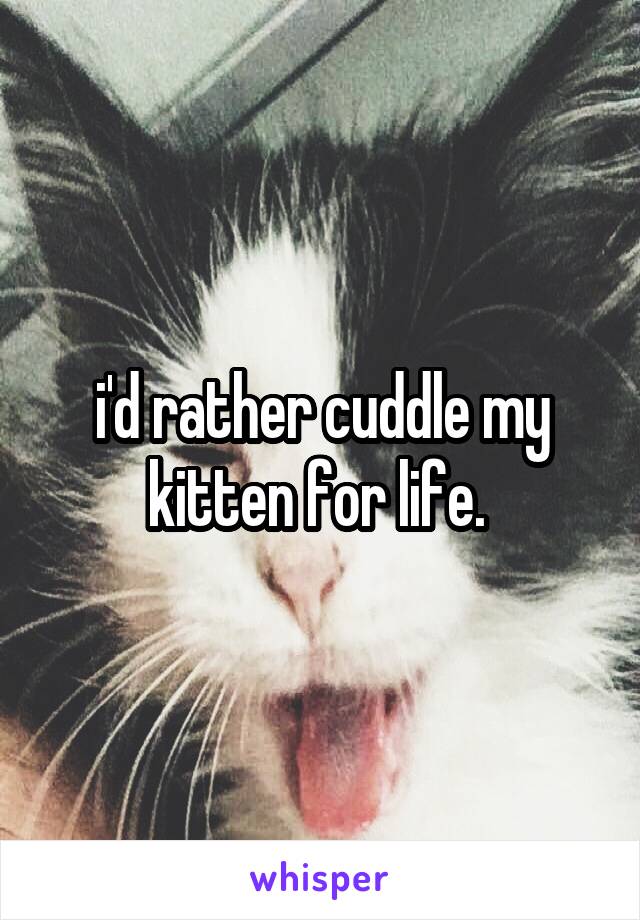 i'd rather cuddle my kitten for life. 