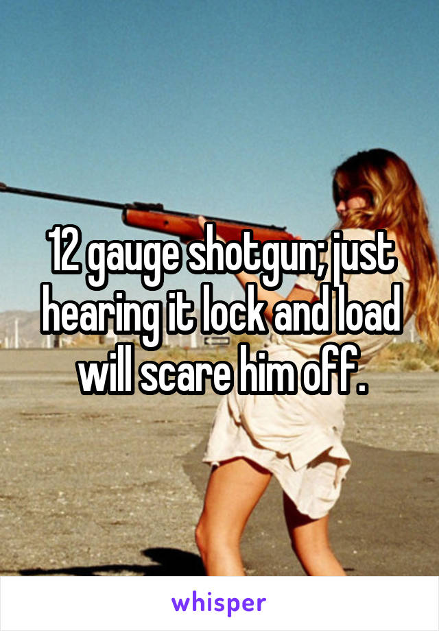 12 gauge shotgun; just hearing it lock and load will scare him off.