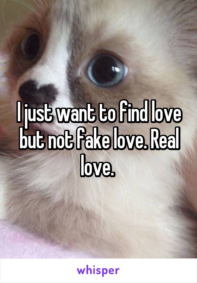 I just want to find love but not fake love. Real love. 