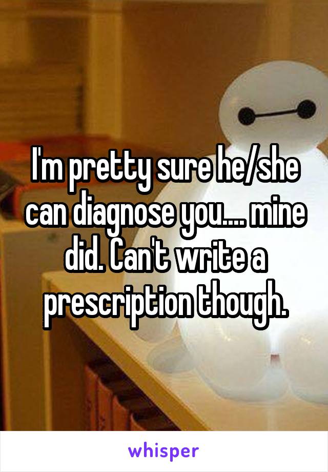 I'm pretty sure he/she can diagnose you.... mine did. Can't write a prescription though.