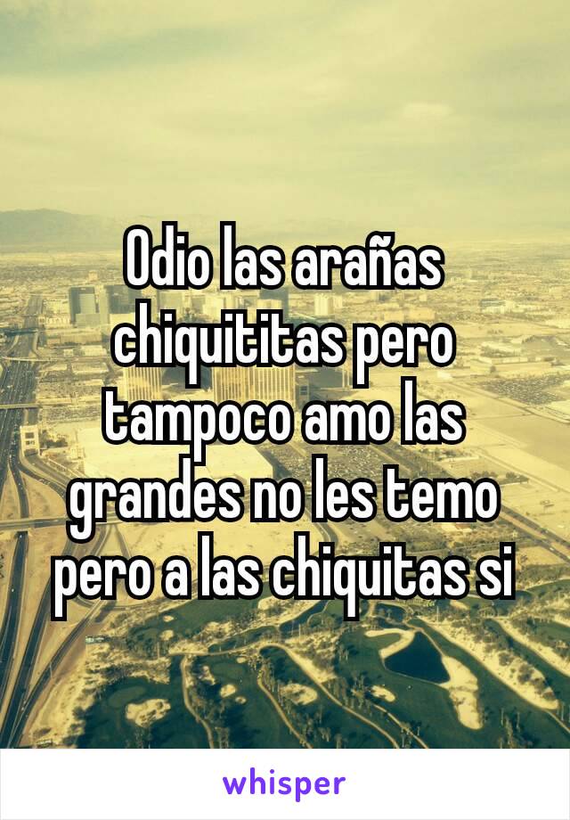 Odio las arañas chiquititas pero tampoco amo las grandes no les temo pero a las chiquitas si