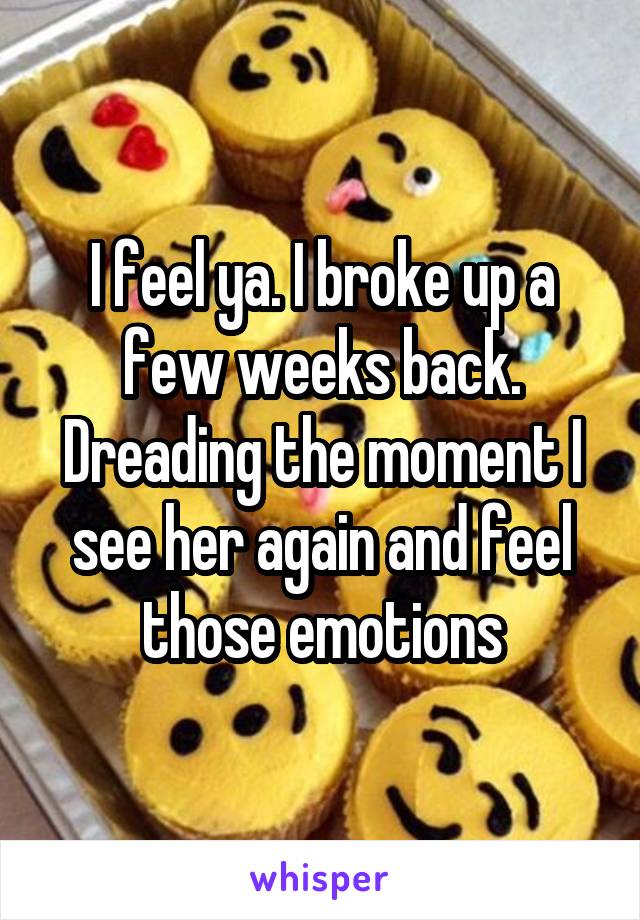 I feel ya. I broke up a few weeks back. Dreading the moment I see her again and feel those emotions