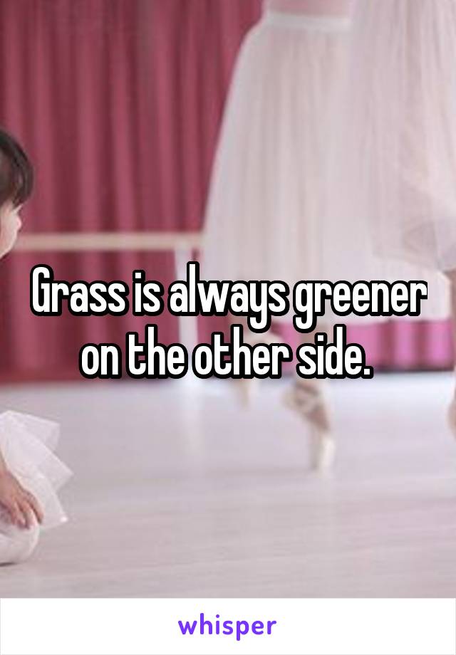 Grass is always greener on the other side. 