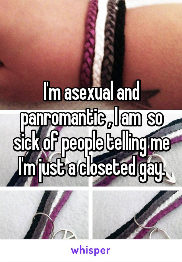 I'm asexual and panromantic , I am  so sick of people telling me I'm just a closeted gay.